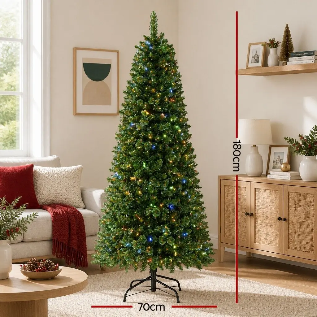 Christmas Tree Pre-Lit 1.8M Multi Colour LED Green 544 Tips