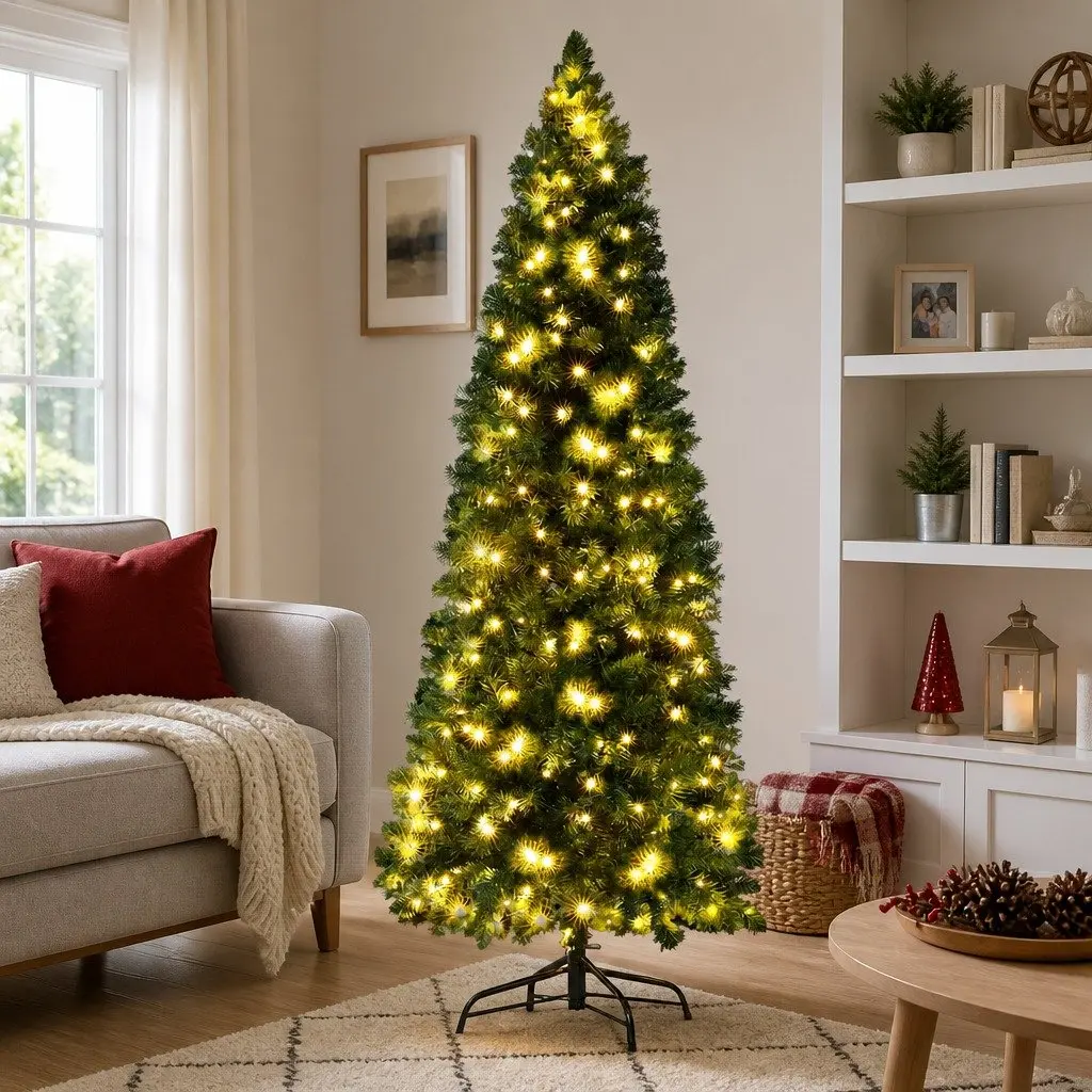 Christmas Tree Pre-Lit 1.8M Multi Colour LED Green 544 Tips