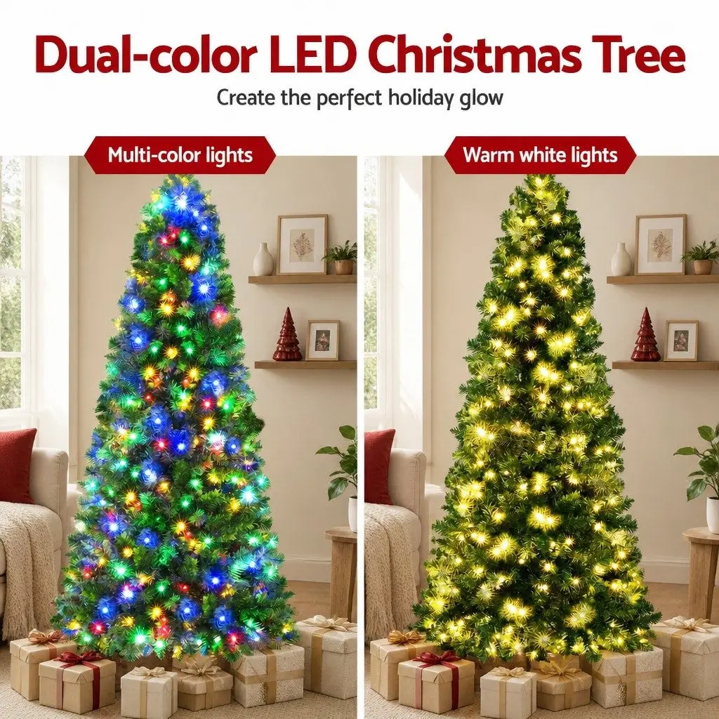 Christmas Tree Pre-Lit 1.8M Multi Colour LED Green 544 Tips