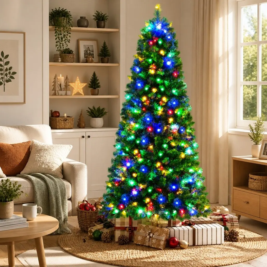 Christmas Tree Pre-Lit 1.8M Multi Colour LED Green 544 Tips