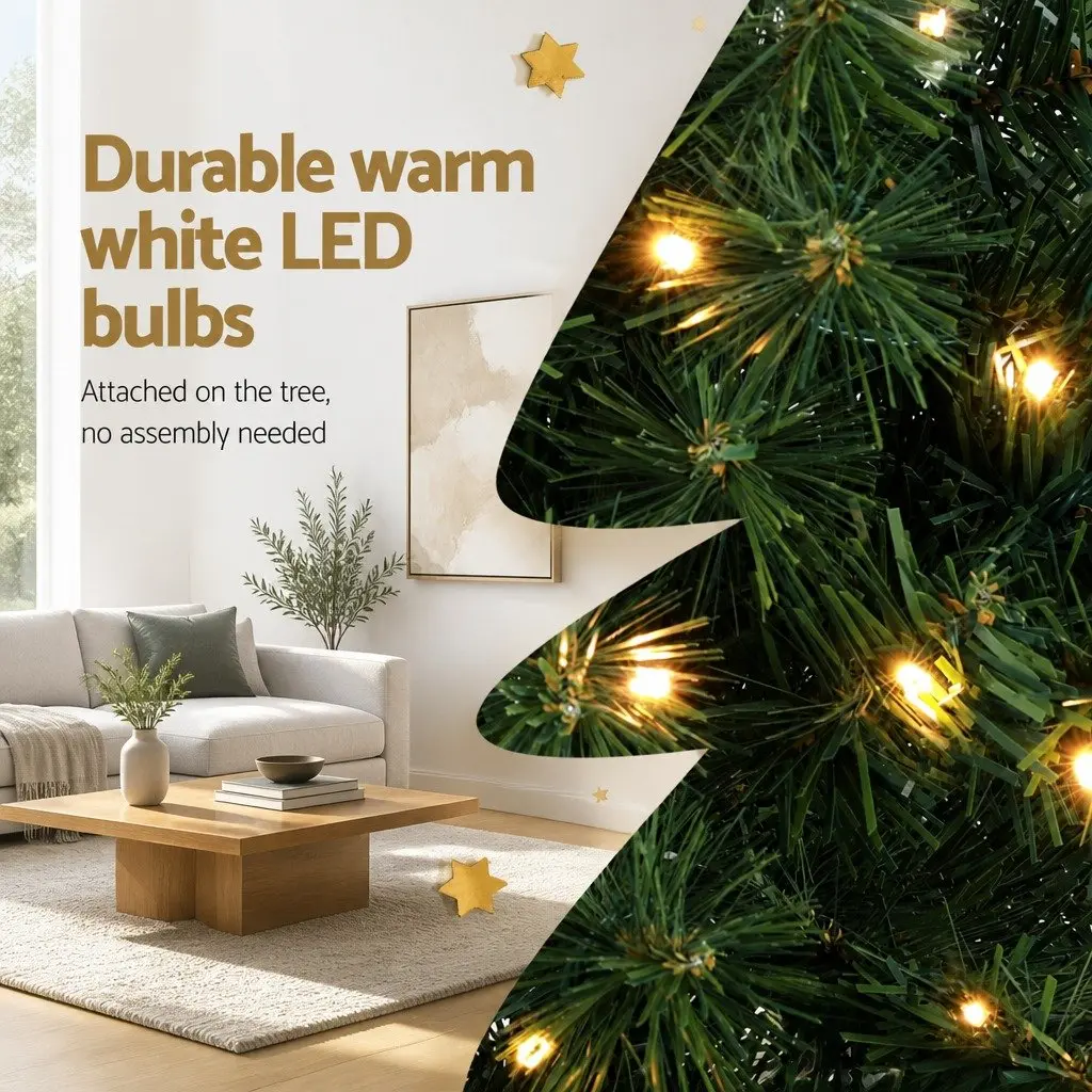 Pre-lit Half Corner Christmas Tree 2.1M Warm White LED Green
