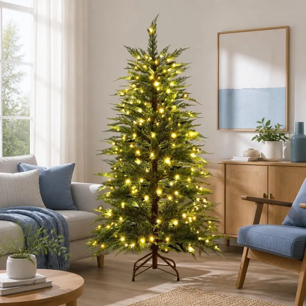 Christmas Tree 1.5M Pre-Lit LED Green Sparse 263 Tips Home Decoration