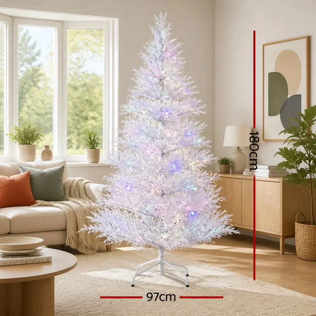 LED Christmas Tree 1.8M Pre-Lit Multi Colour Snowy Home Decor
