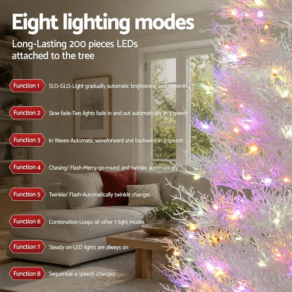 LED Christmas Tree 1.8M Pre-Lit Multi Colour Snowy Home Decor