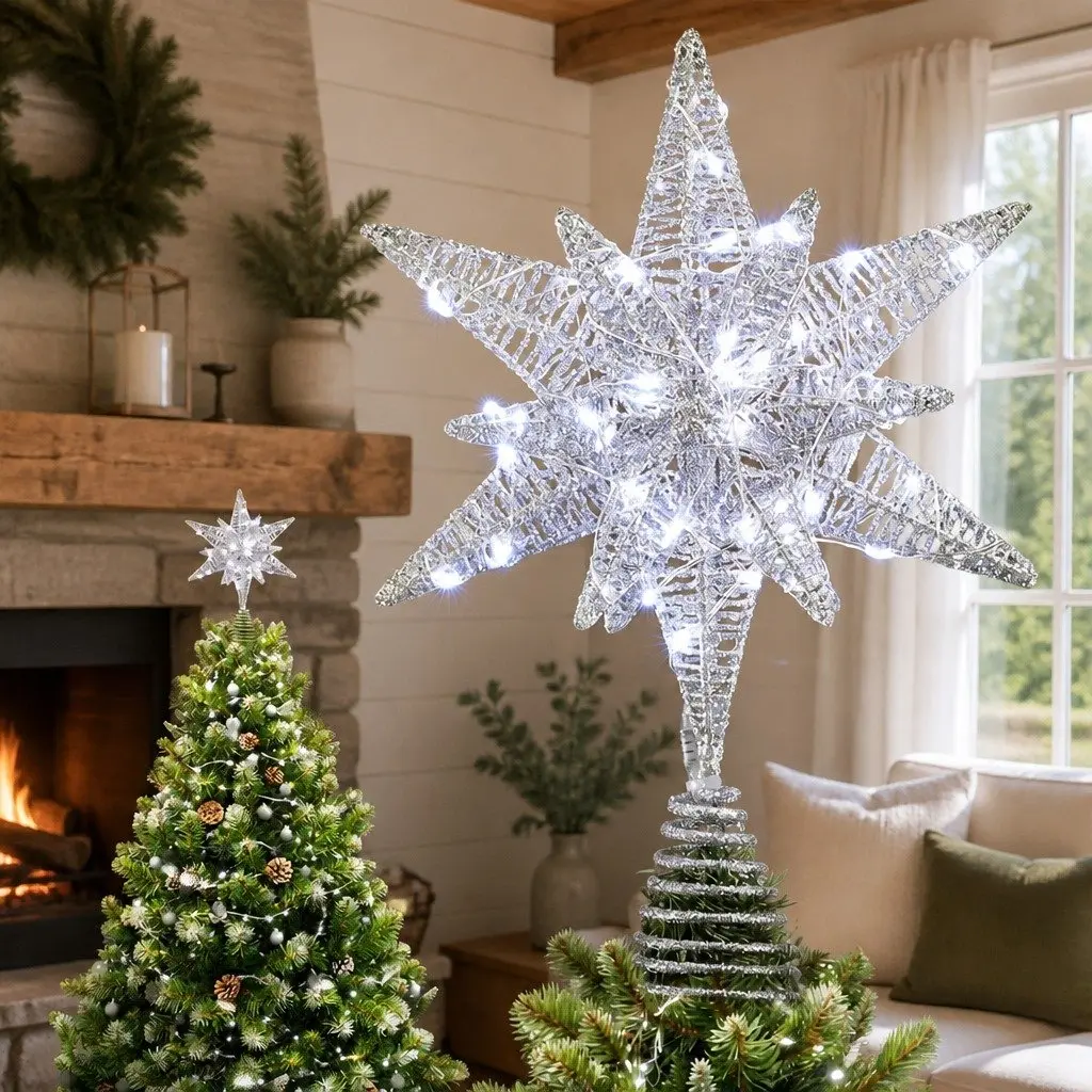 Christmas Tree Topper LED Light Decoration 18x7x27cm White