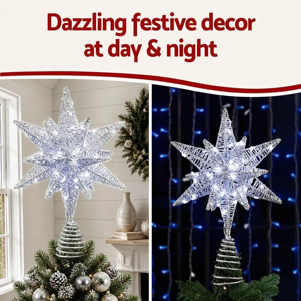Christmas Tree Topper LED Light Decoration 18x7x27cm White