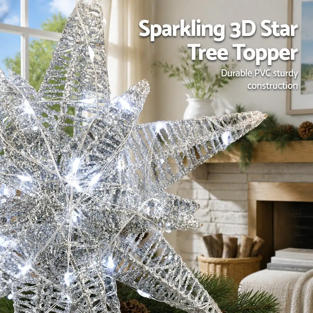 Christmas Tree Topper LED Light Decoration 18x7x27cm White