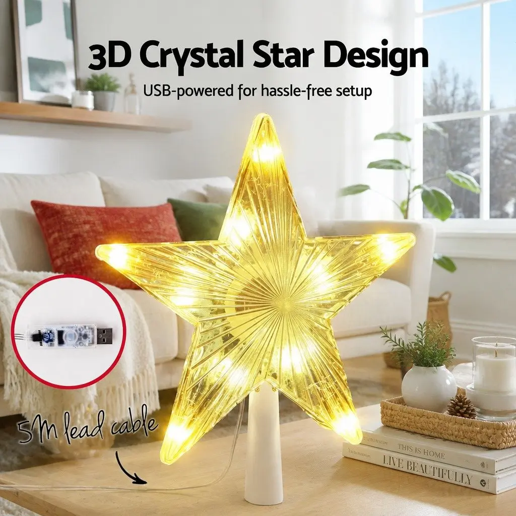 RGB LED Christmas Tree Topper Star App Controlled Dynamic Lighting 21cm Multi-colour