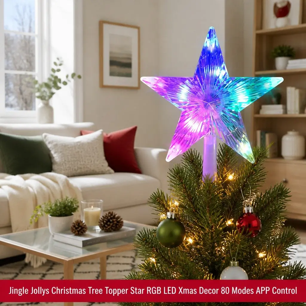 RGB LED Christmas Tree Topper Star App Controlled Dynamic Lighting 21cm Multi-colour