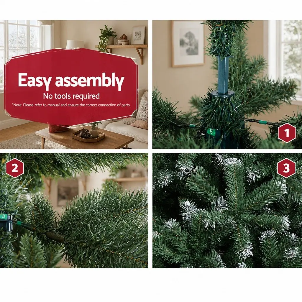 Christmas Tree 1.8m Snowy Xmas Decoration 650 PVC Tips Faux Fir Holiday