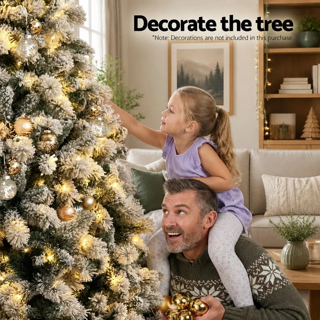 Christmas Tree Pre-Lit LED 1.8m Snow Flocked Green 8 Light Modes