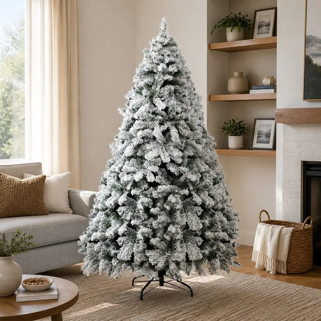 Christmas Tree Snow Flocked Fir 1.8m Green White
