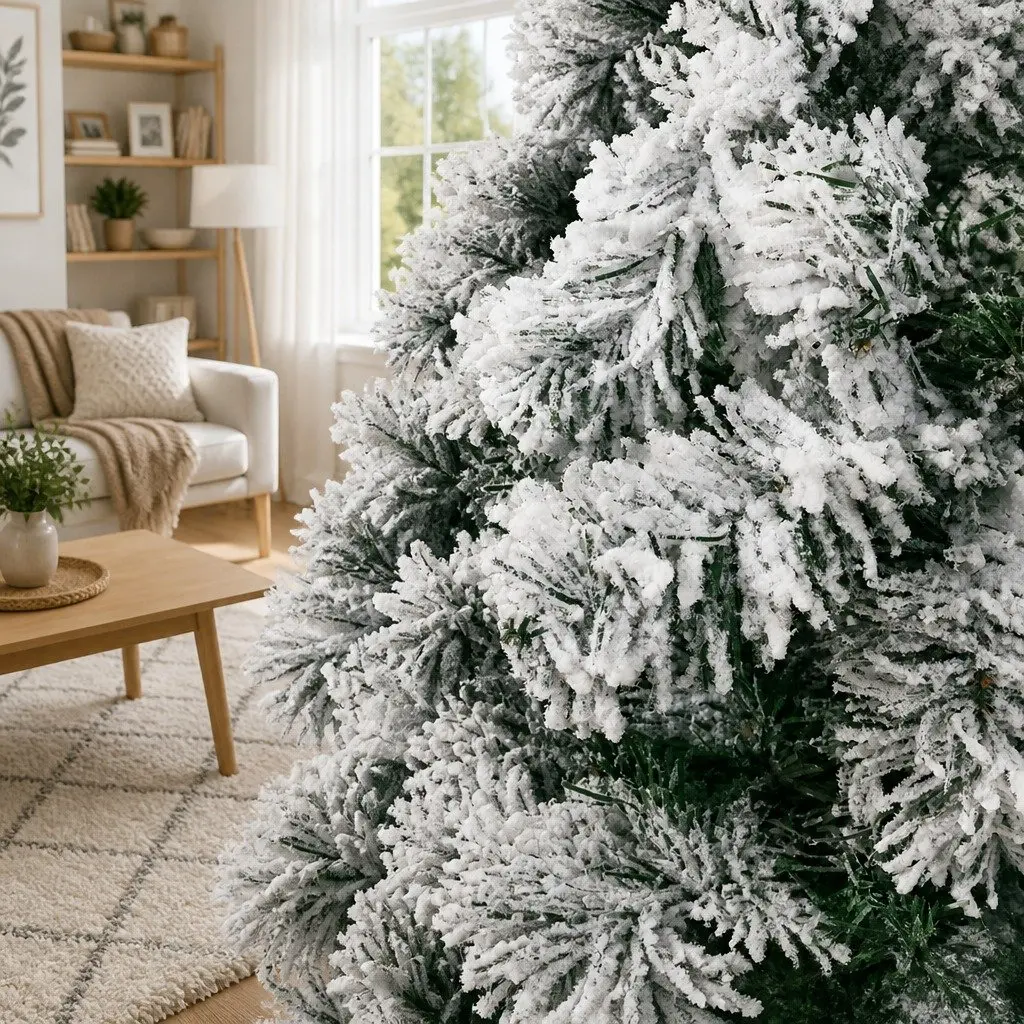 Christmas Tree Snow Flocked Fir 1.8m Green White