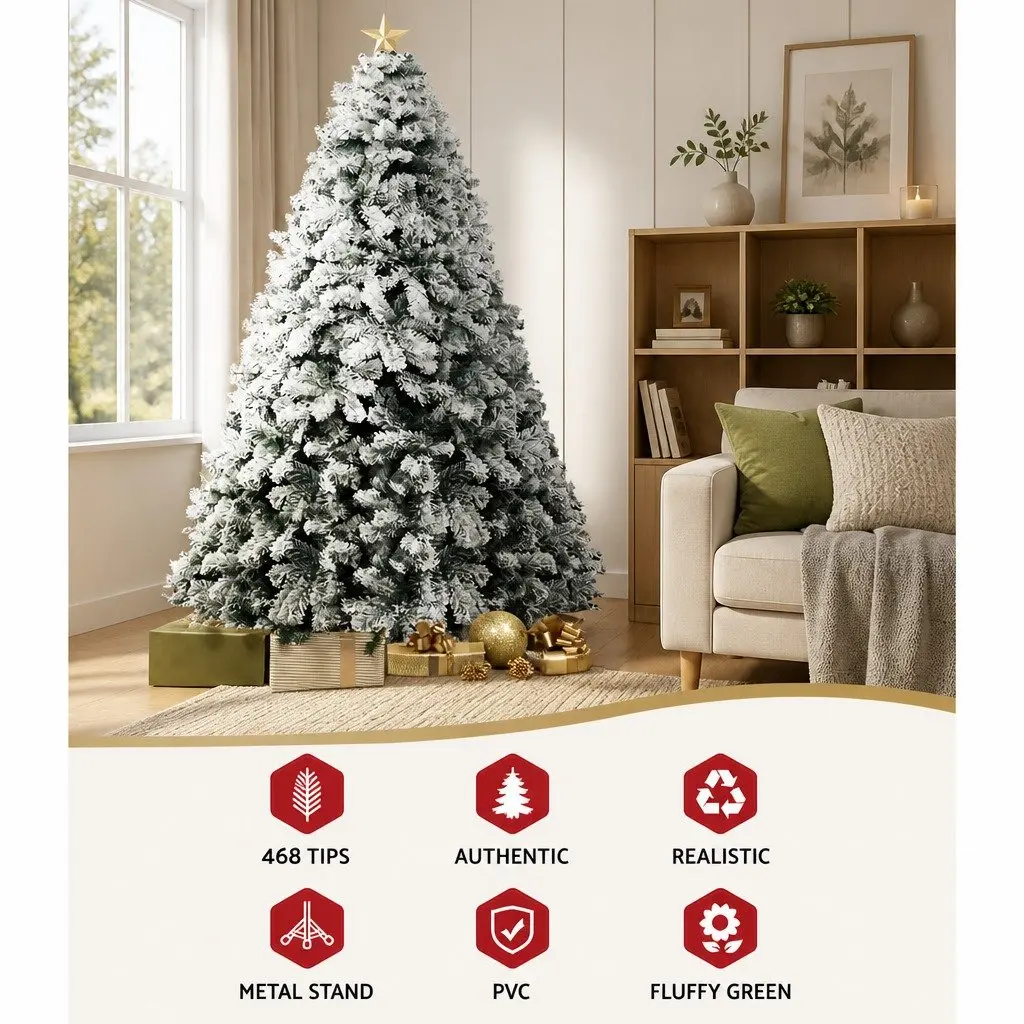 Christmas Tree Snow Flocked Fir 1.8m Green White