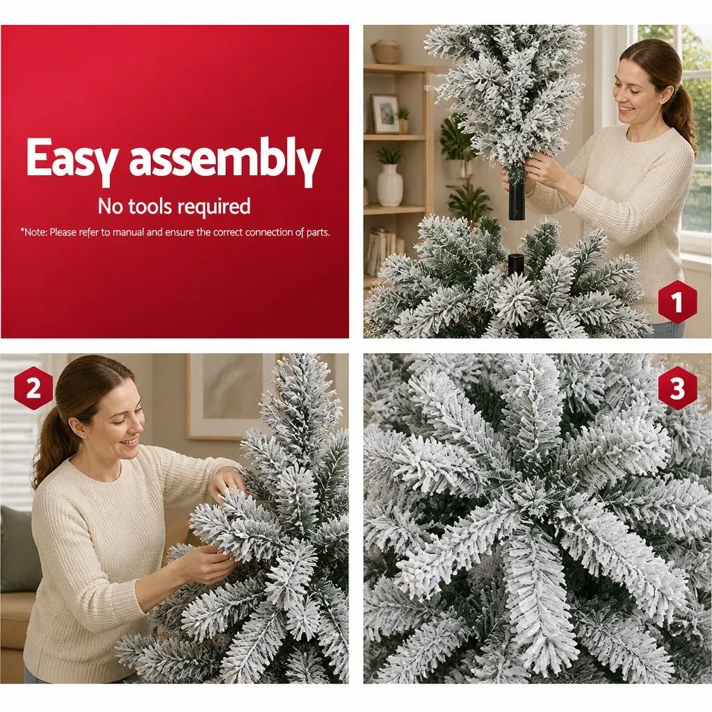 Christmas Tree Snow Flocked Fir 1.8m Green White