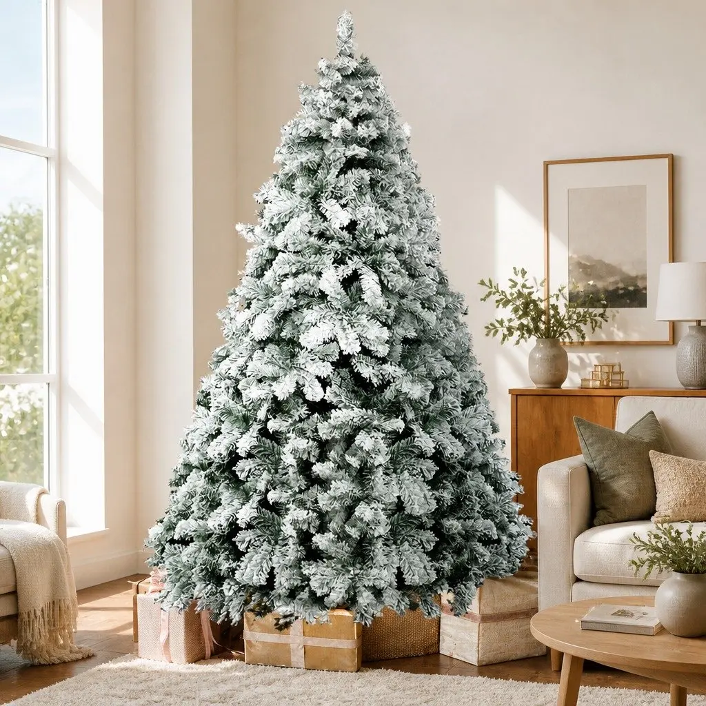 Christmas Tree Snow Flocked Fir 1.8m Green White