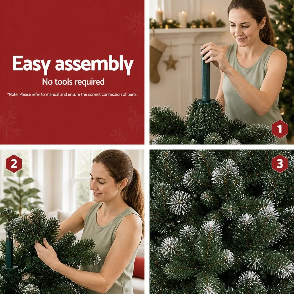 7FT Christmas Tree 905 PVC Tips Snowy Fir Holiday Decoration Indoor Home Festive