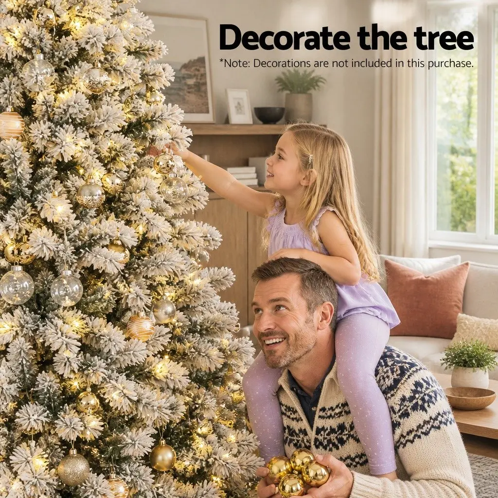 Pre-Lit Christmas Tree 2.1m Snow Flocked Warm White 500 LED Lights 8 Modes