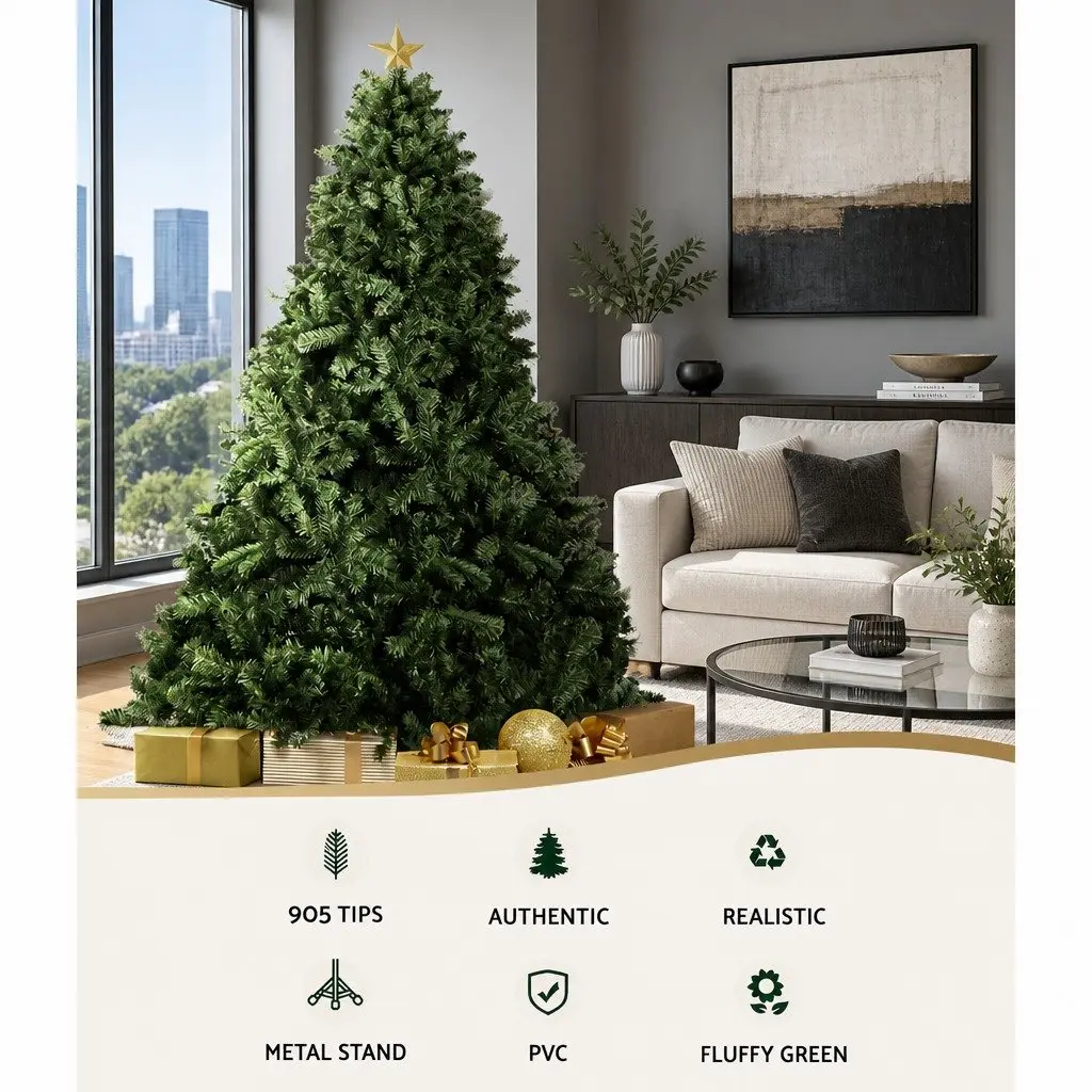 Christmas Tree 2.1m Green Artificial Fir Xmas Decoration 905 Tips