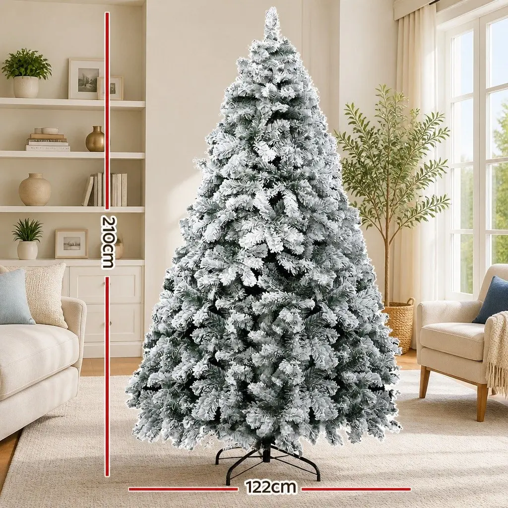 Christmas Tree Snow Flocked Faux 7FT Green White