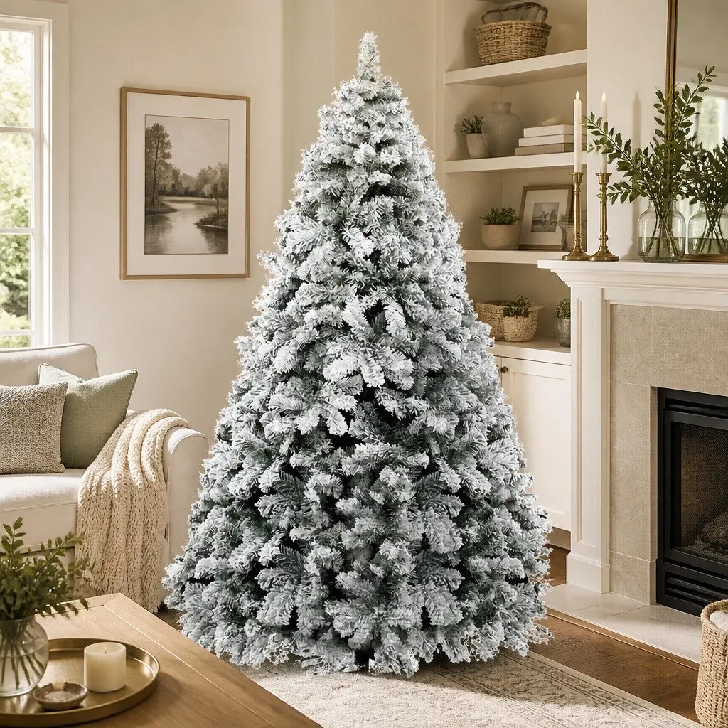 Christmas Tree Snow Flocked Faux 7FT Green White