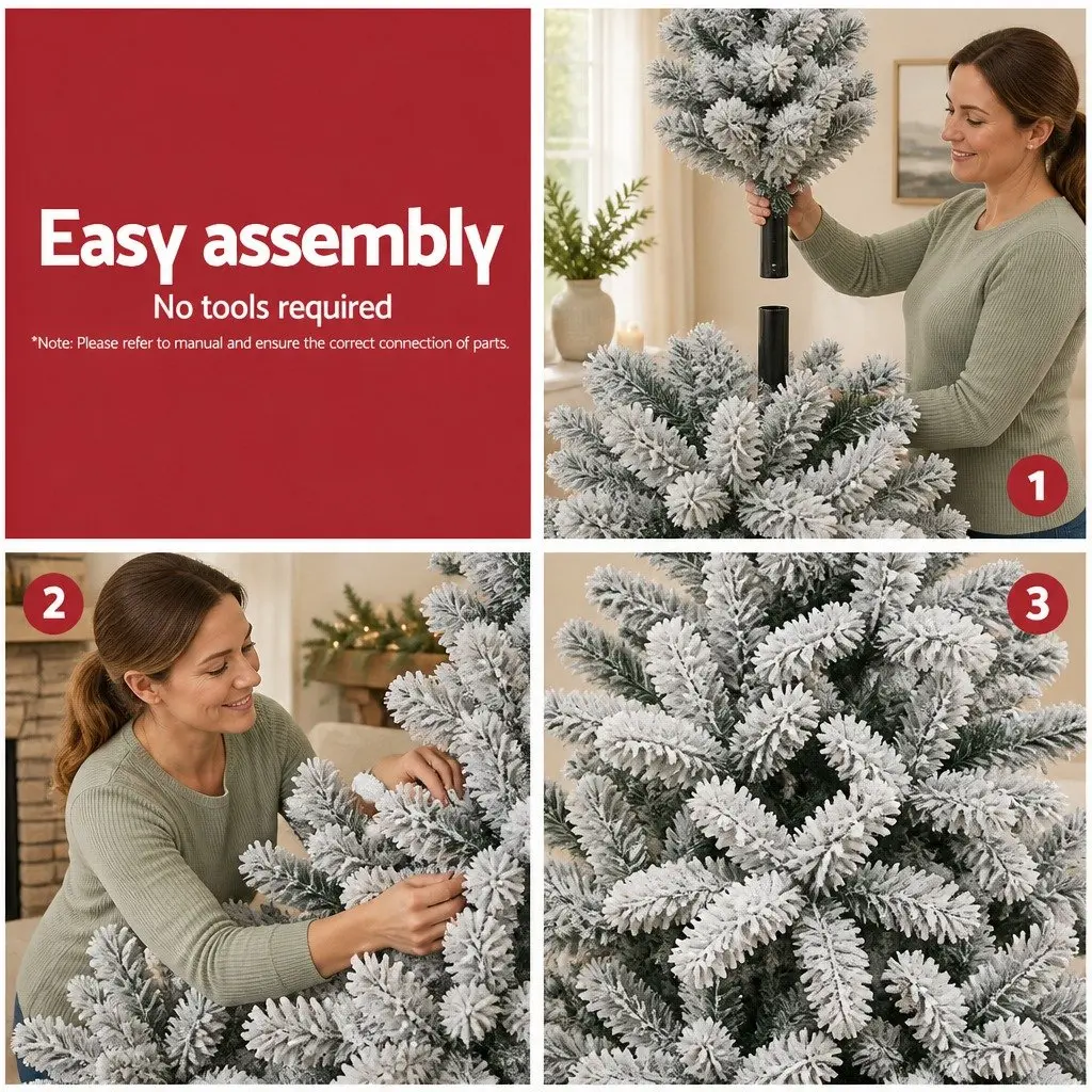 Christmas Tree Snow Flocked Faux 7FT Green White