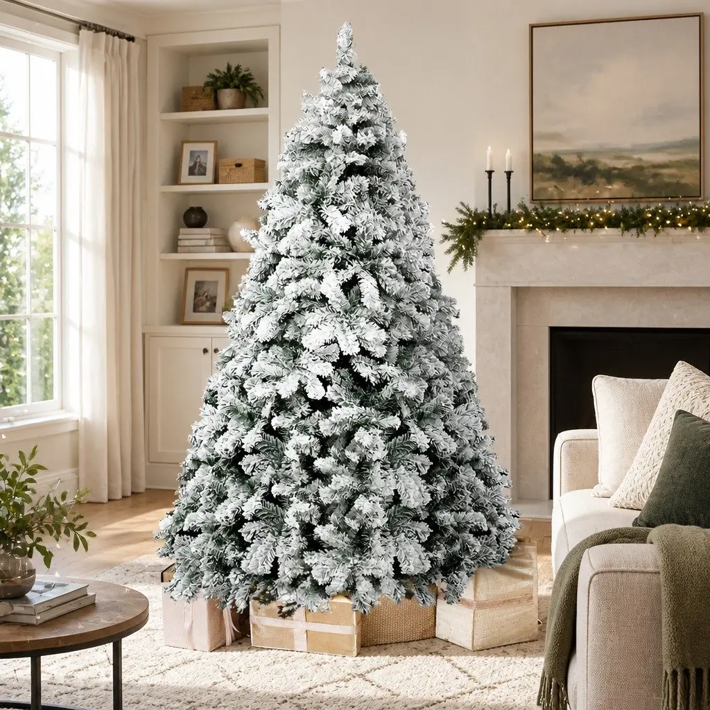 Christmas Tree Snow Flocked Faux 7FT Green White