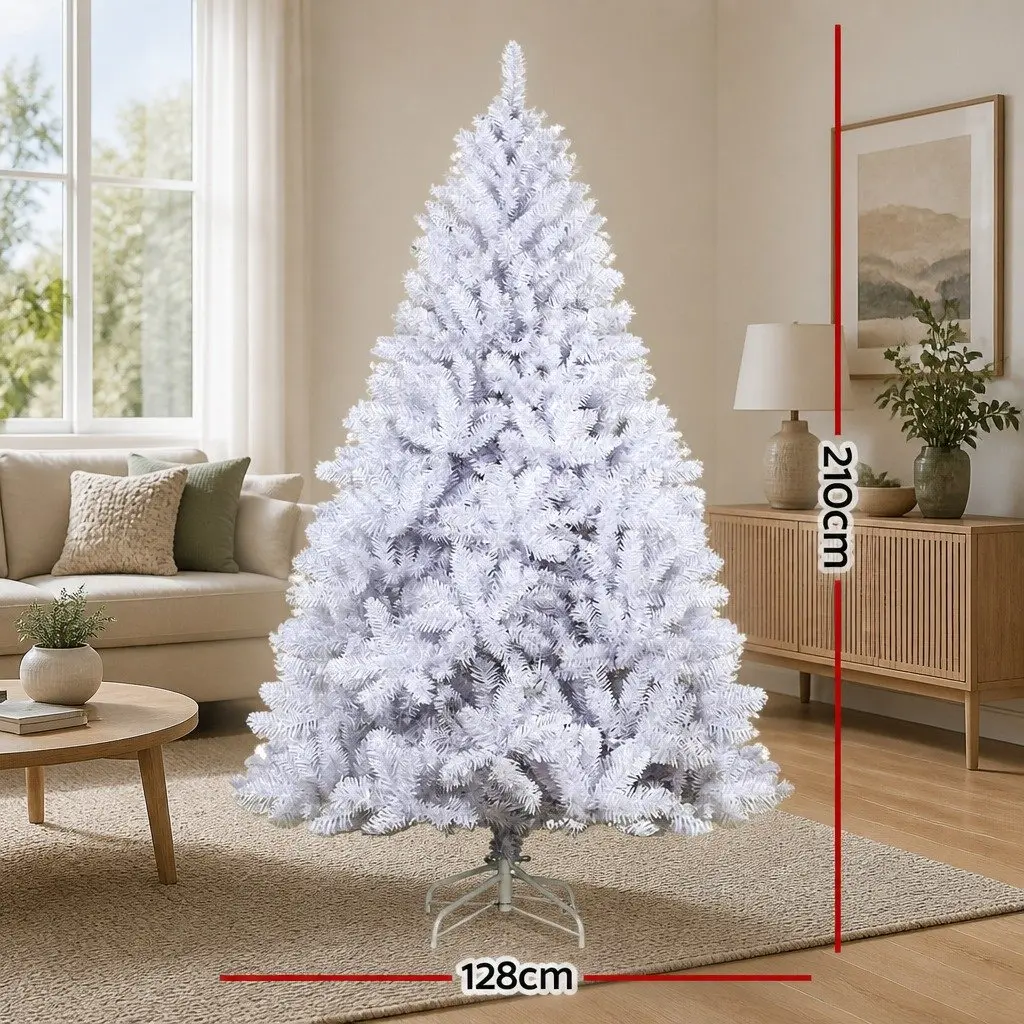 Artificial Christmas Tree 2.1m White PVC Tips Holiday Decor