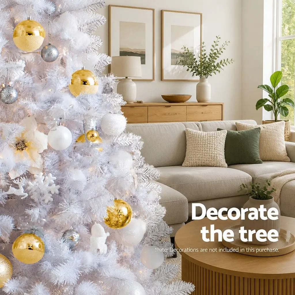 Artificial Christmas Tree 2.1m White PVC Tips Holiday Decor