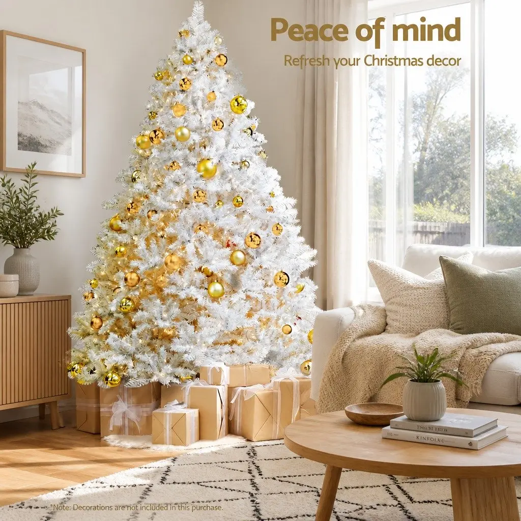 Artificial Christmas Tree 2.1m White PVC Tips Holiday Decor