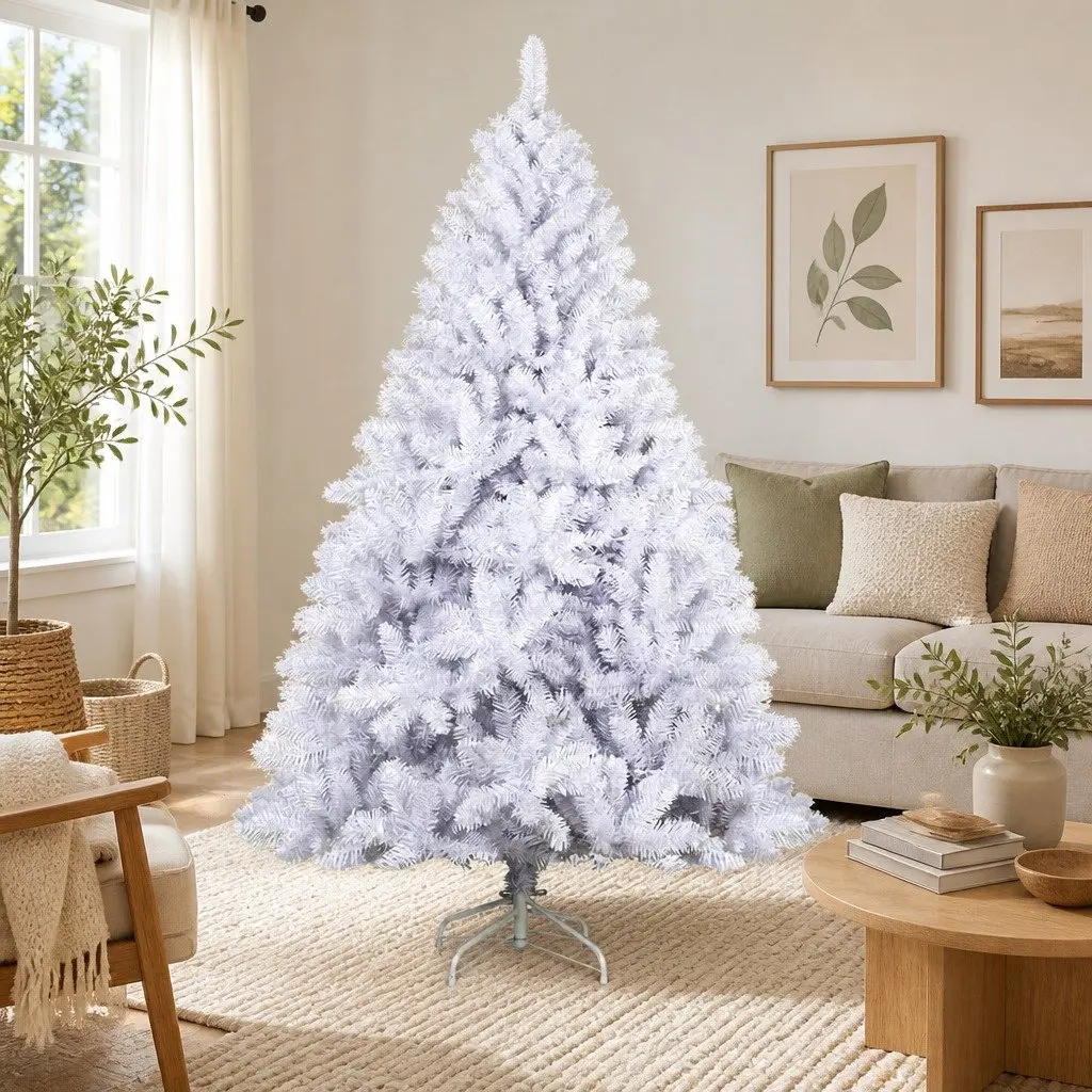 Artificial Christmas Tree 2.1m White PVC Tips Holiday Decor