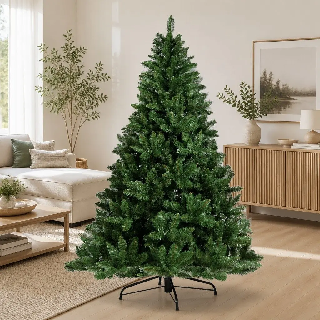 Artificial Christmas Tree 2.4m Green Xmas Tree 1225 Tips Metal Stand Home Decor