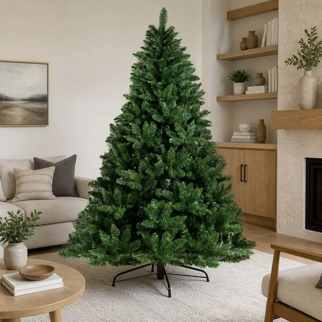 Artificial Christmas Tree 2.7m Green Fir Tree 1590 Tips Metal Stand