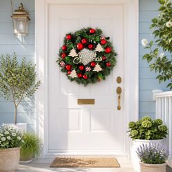 Warm 40CM Green Christmas Wreath with Easy Setup