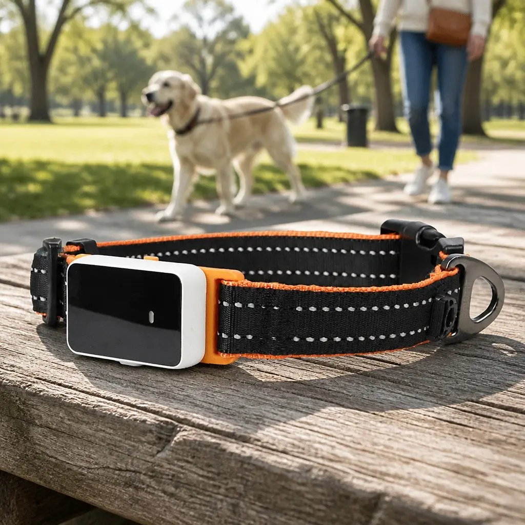 Medium Pet Collar with Tracker Attachment Base