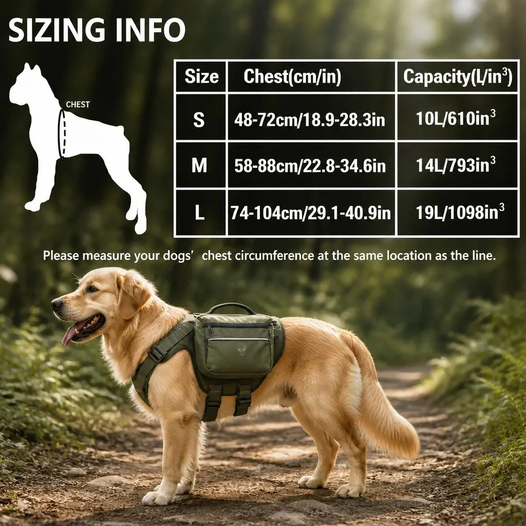 Dog Backpack Harness Yellow Medium Padded Handle Reflective Pet Carrier Pack