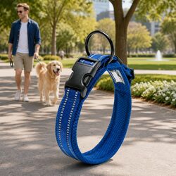 Comfortable Blue Dog Collar 3XL with Reflective Safety Features