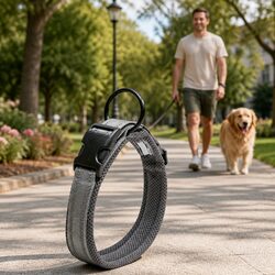 Comfortable Heavy Duty Dog Collar with Reflective Features