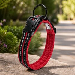 Comfortable and Secure Red Dog Collar for Peace of Mind