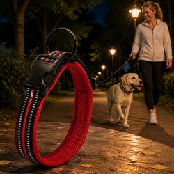 Reliable and Safe Reflective Dog Collar in Red 3XL