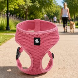 Comfortable Large Pink Dog Harness with Practical Features