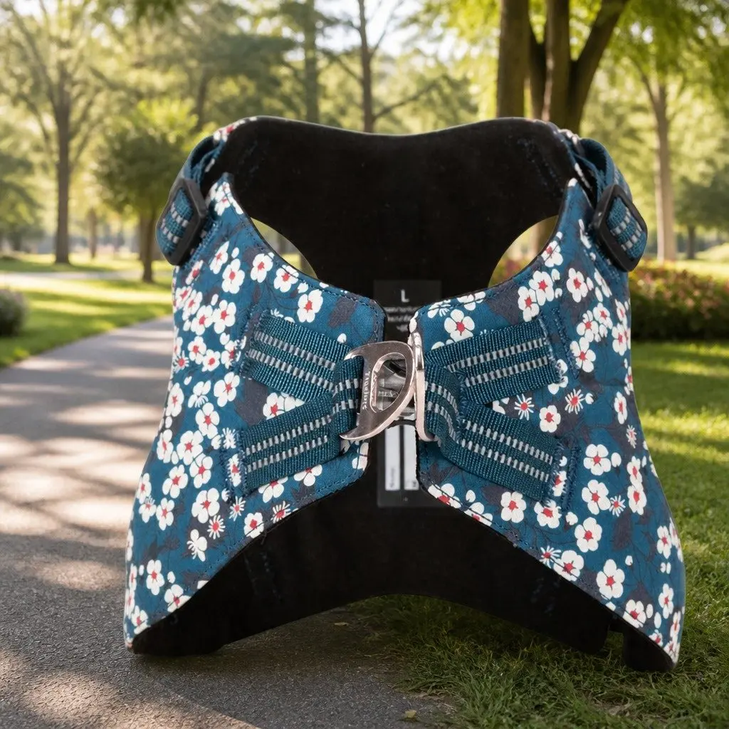 Dog Harness Floral Design Lightweight Adjustable Reflective Strap Pet Walking