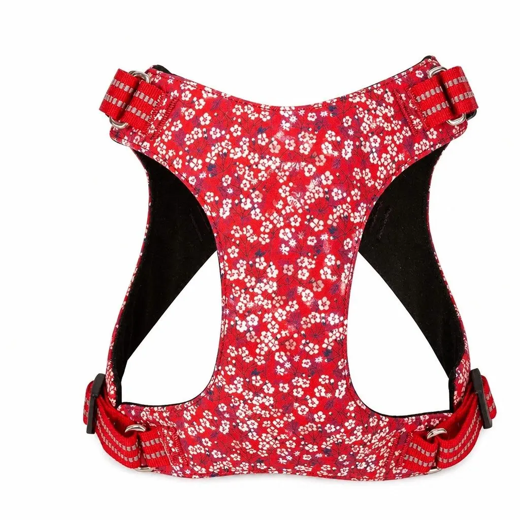 Dog Harness Floral Design Lightweight Adjustable Reflective Straps Pet Walking