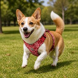 Dog Harness Floral Design Adjustable Lightweight Cotton Reflective Safety Pet
