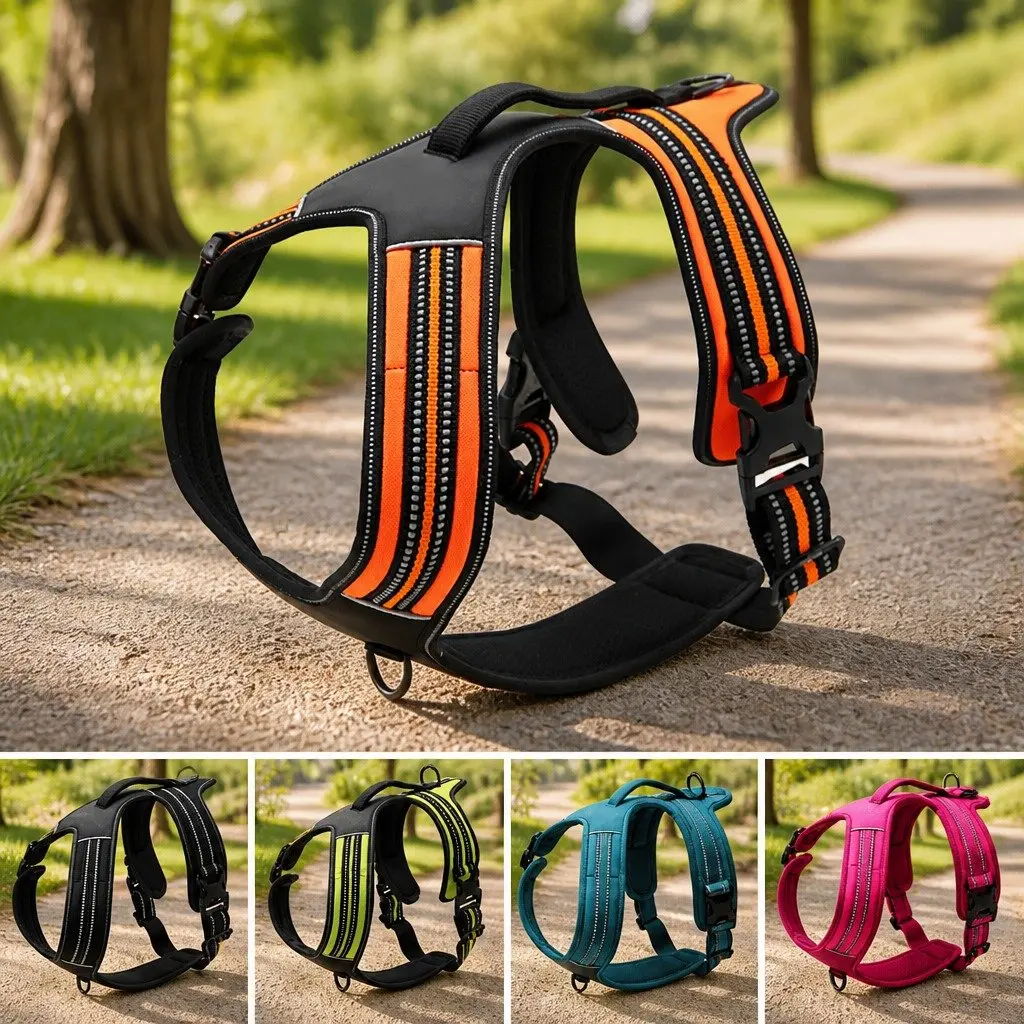 Sports Dog Harness No Pull Reflective Neon Yellow XS Medium Large Extra Chest