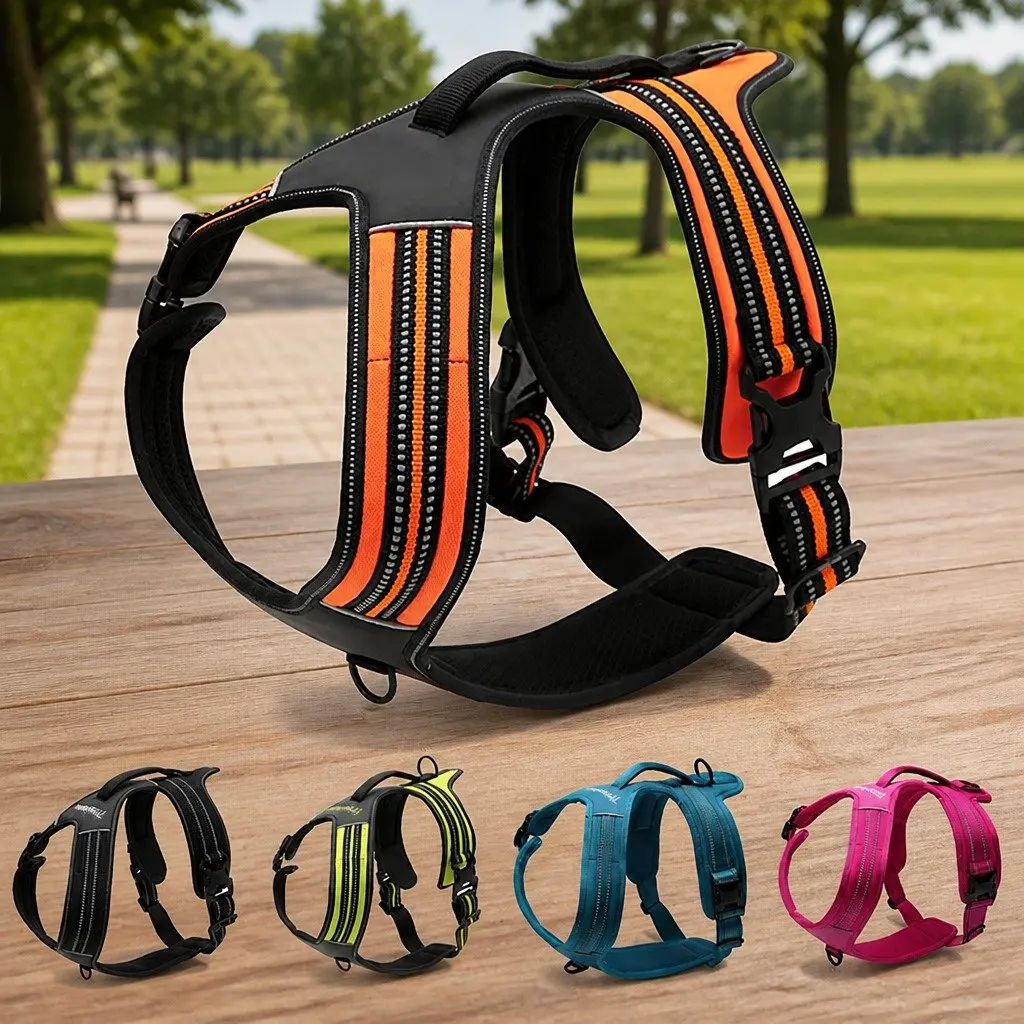 Sports No Pull Dog Harness Reflective Medium Large Chest Back Attachment