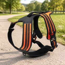 Sports No Pull Dog Harness Medium Large Reflective Orange Heavy Duty Pet Vest