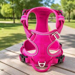 No Pull Dog Harness Breathable Mesh Pink Large Reflective Night Safety Duraflex