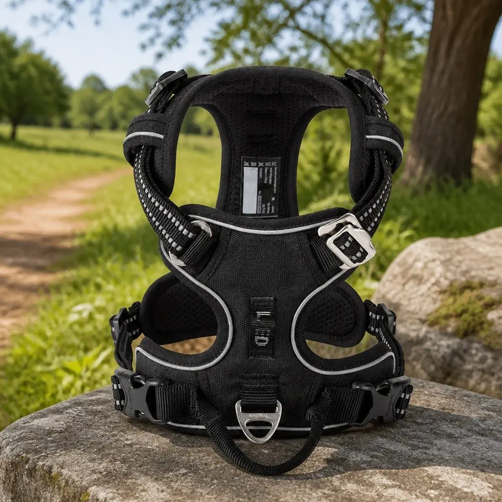 No Pull Dog Harness Breathable Mesh Reflective Nylon Webbing Car Handle M