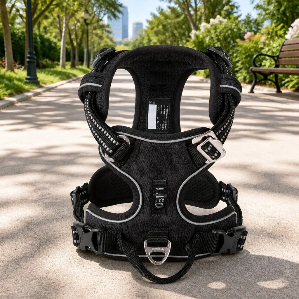No Pull Dog Harness Breathable Mesh Reflective Nylon Webbing Car Handle M